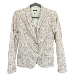 J.Crew Women Floral Cotton Blazer Jacket Cream Orange Size 6 25959